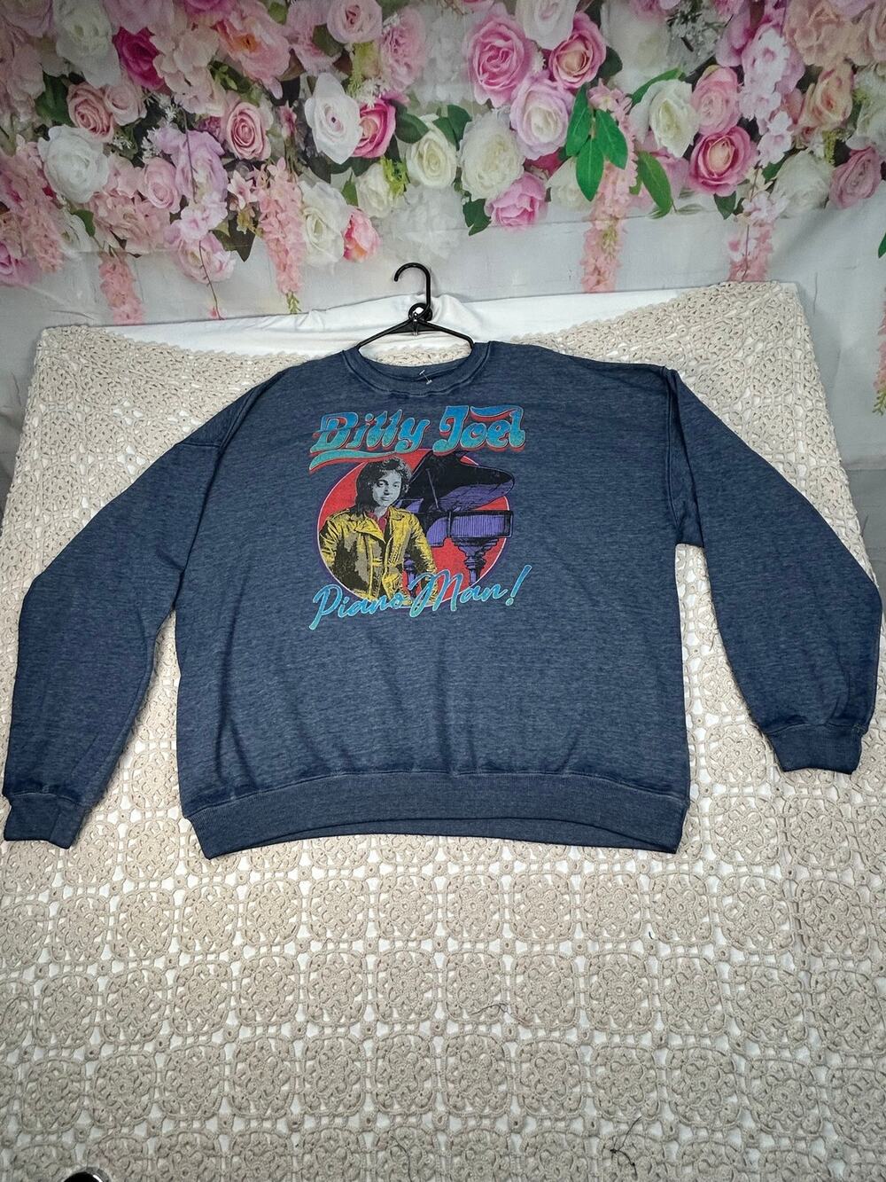 Billy Joel Piano Man Graphic Sweatshirt Women’s XXL Blue NWT Official Merch